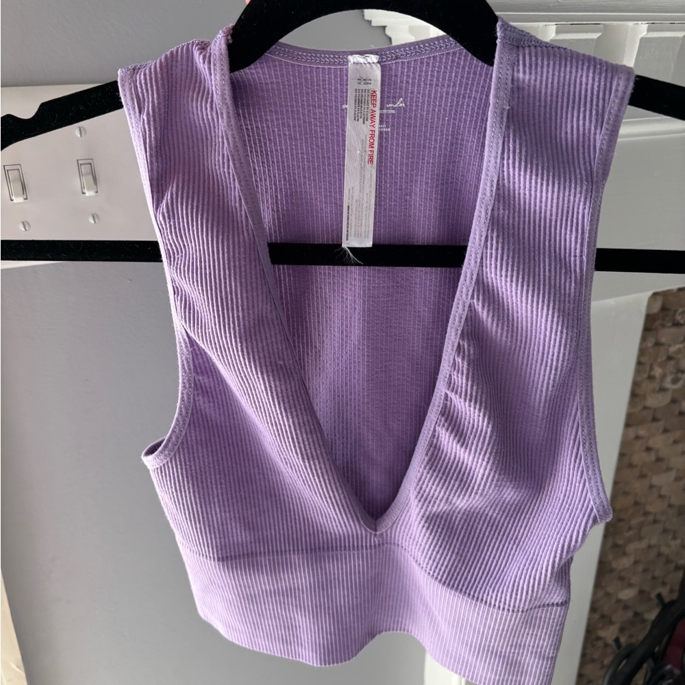 Urban Outfitters Lilac Ribbed V-Neck Tank Top